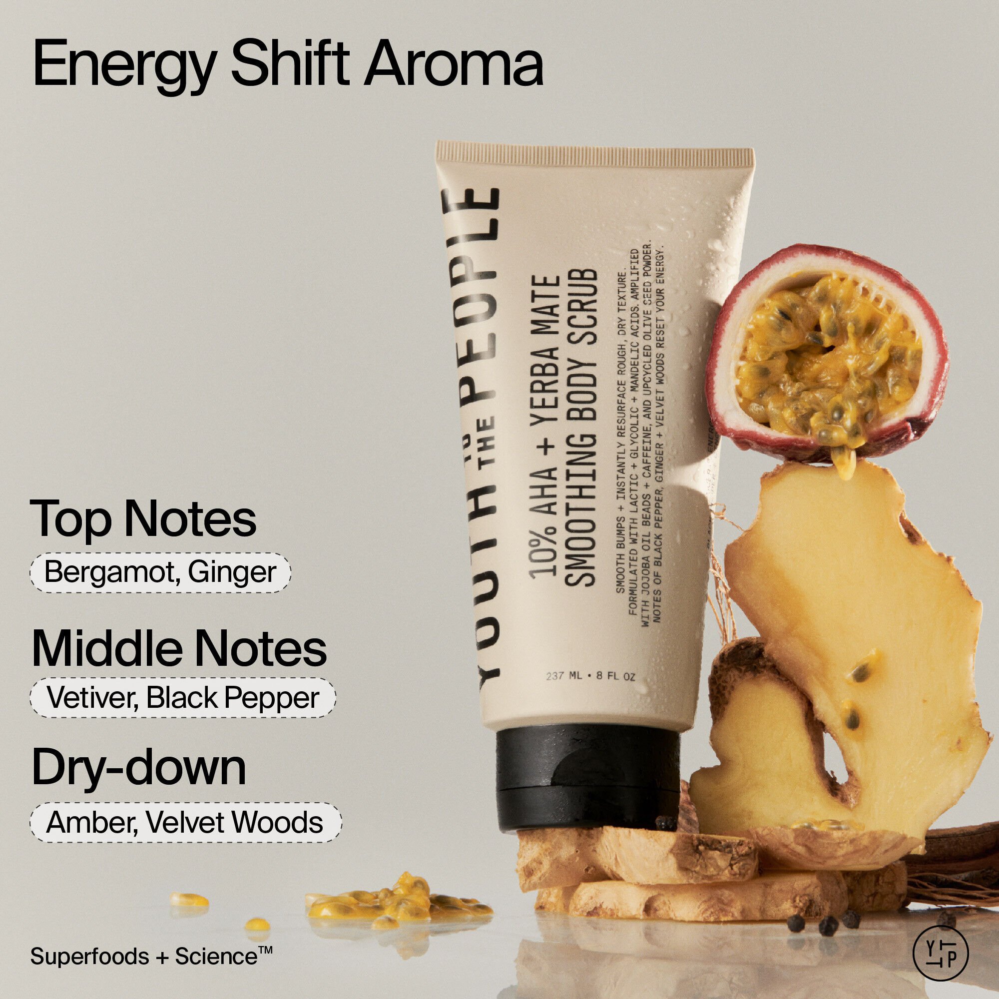 10% AHA + Yerba Mate Smoothing Energy Body Scrub