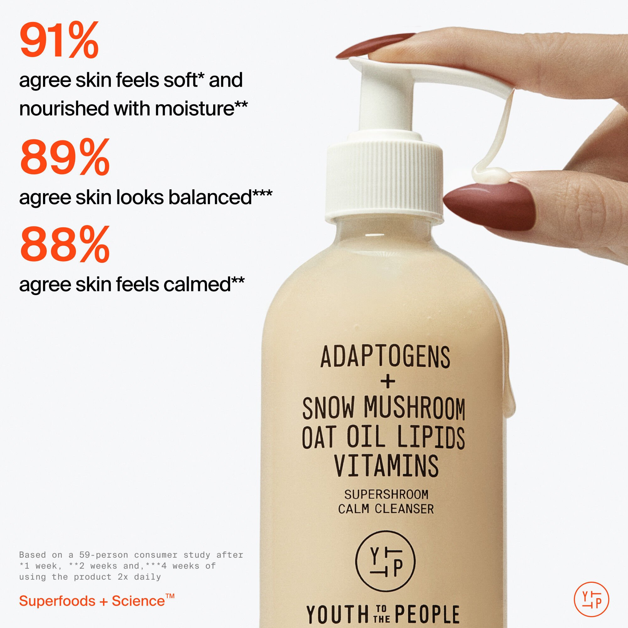 Adaptogens + Snow Mushroom + Oat Oil Lipids + Vitamins Supershroom Calm Cleanser