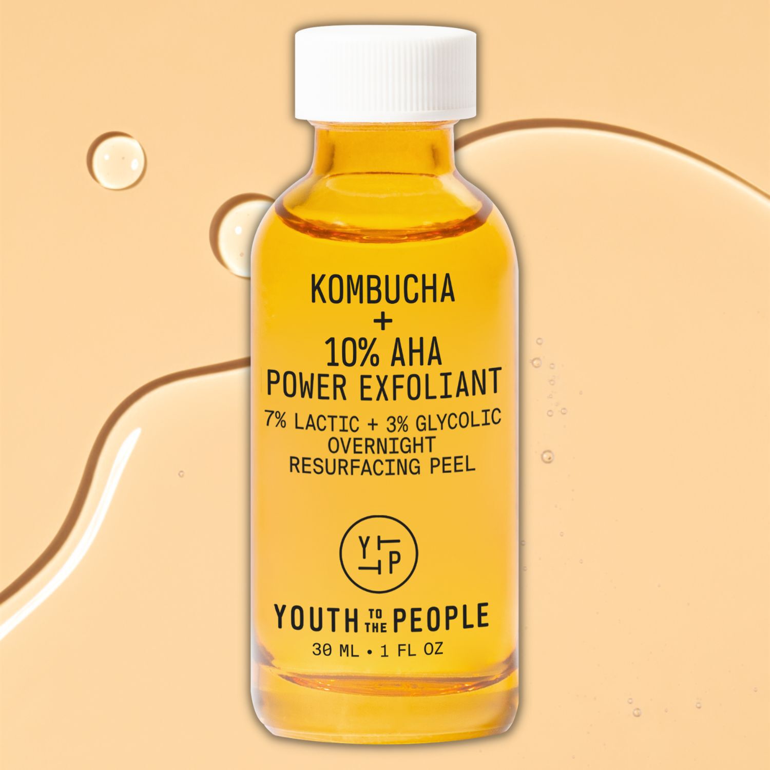 Youth To The People Kombucha 10 AHA Power Exfoliant Travel Size - 1oz Overnight Leave-On Peel 16$