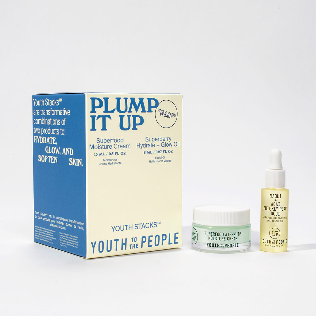 Youth To The People Youth Stacks Plump It Up - 3oz Moisturizer Face Oil Skincare Set 20$