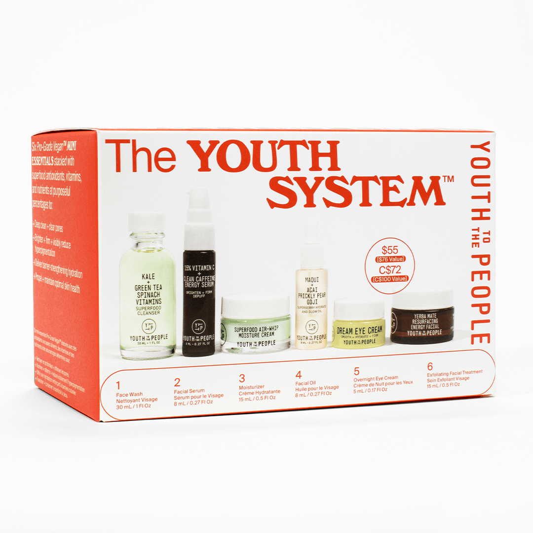 Youth To The People The Youth System 6-Piece Minis Kit - 3oz | Travel-Sized Skincare Routine | Skincare Starter Kit