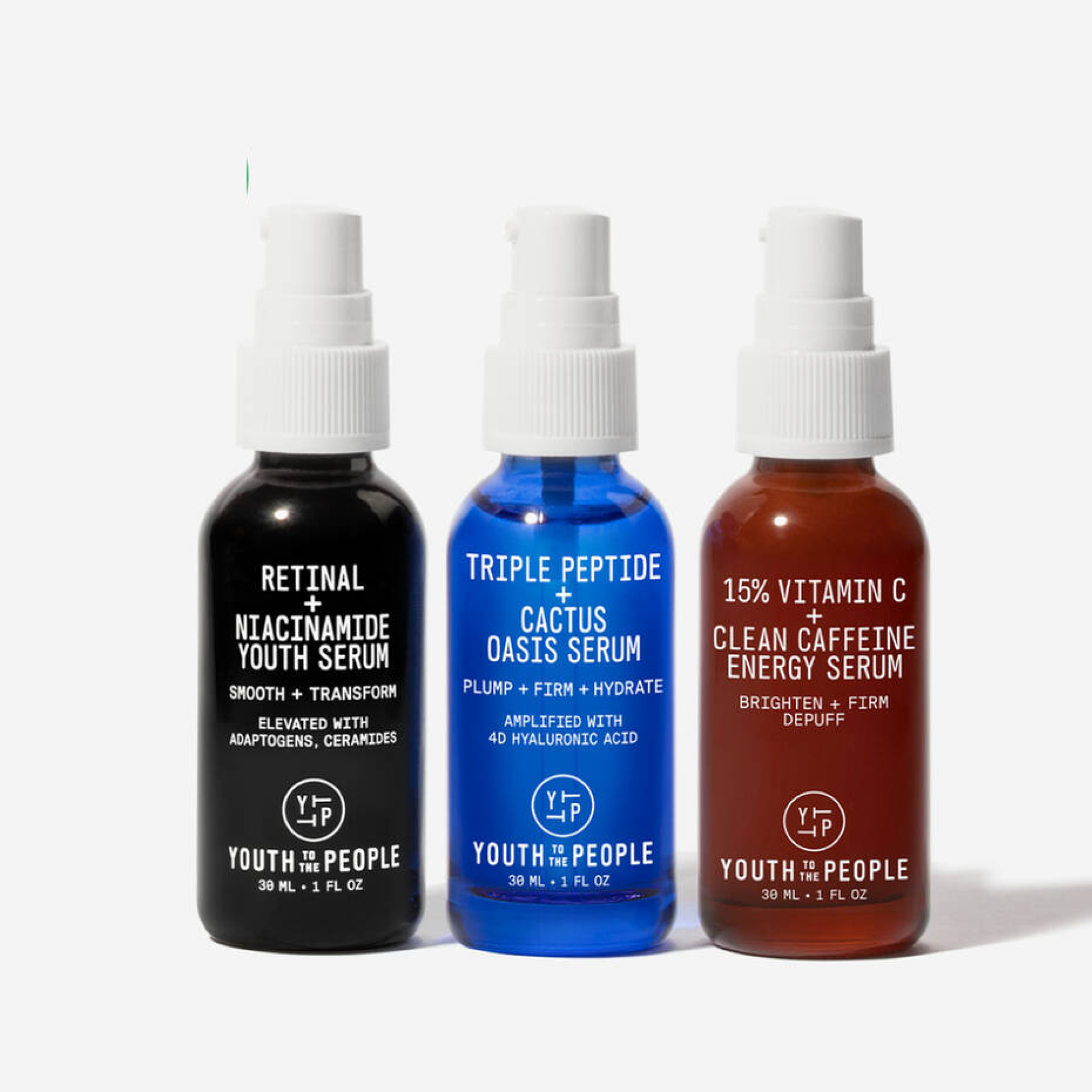 Youth To The People Treatment Serum Trio | Vitamin C, Triple Peptide & Retinal Serum Skincare Set